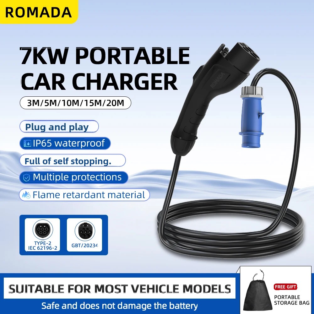 7KW 32A Electric Vehicle EV Po - Ev Charger Adapter recension och pris